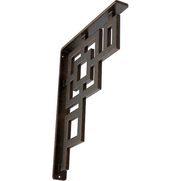 Ekena Millwork Eris Wrought Iron Bracket, (Single center brace), Antiqued Bronze 1 1/2"W x 10"D x 12"H BKTM01X10X12SERABZ - main